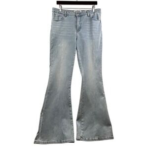 PTCL Flare Jeans Womens 31 Light Wash Star Back Y2K Wide Leg Denim Festival